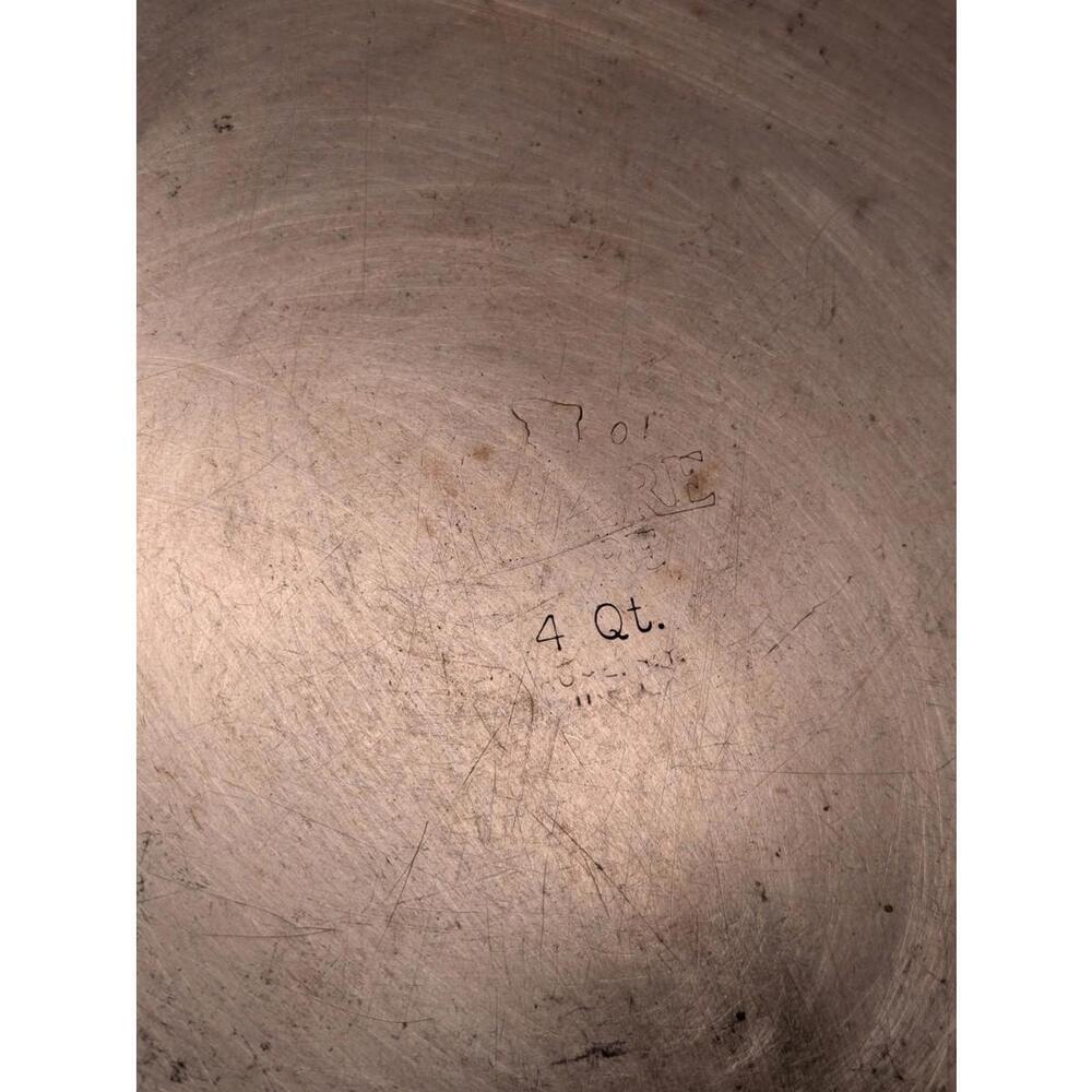 Revere Ware 4 Qt Saucepan Pot w/ Lid & Strainer/Steamer Stainless & Copper Vtg - Picture 6 of 6